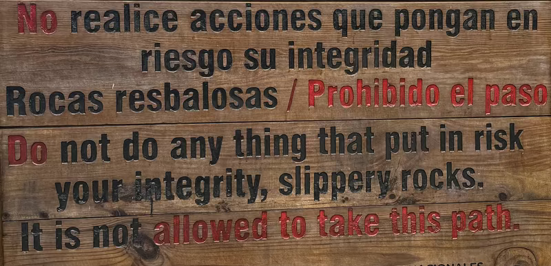 Bizarrely translated sign warning against activities the jeopardize one’s dignity